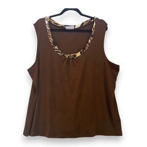 Susan Graver Sleeveless Tank Brown 2X